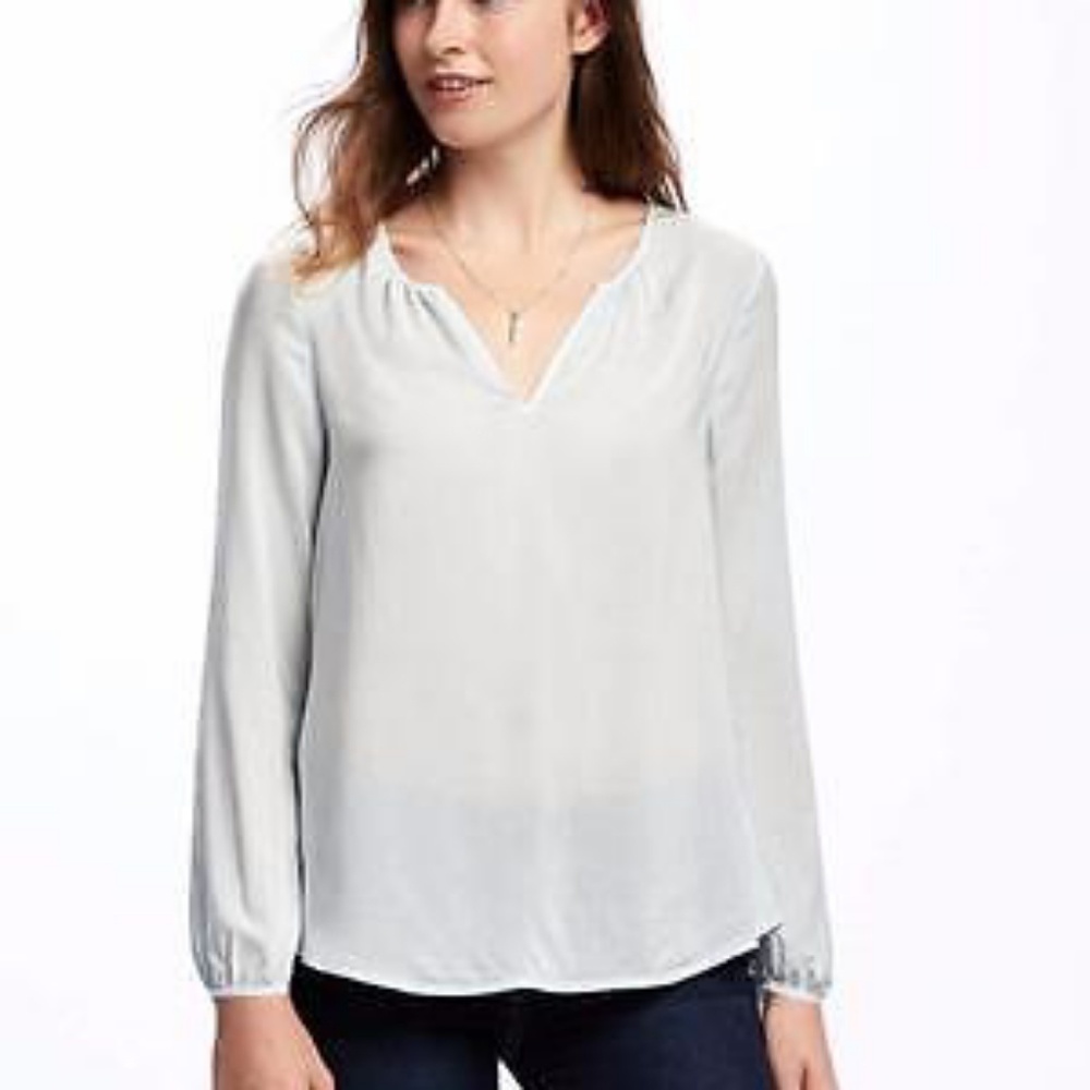 Old Navy Light Blue Peasant Top Blouse
